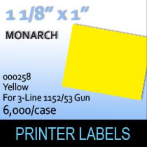 Monarch "Yellow" Tag Labels  (For 3-Line 1152/53 Gun)
