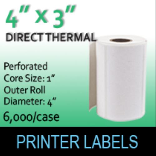 Direct Thermal Labels 4" x 3" Perf Thermal Paper Direct