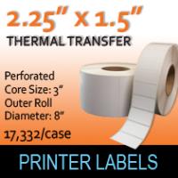 Thermal Transfer Labels 2.25" x 1.5" Perf