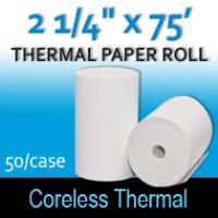 Coreless Thermal Roll – 2 ¼” thermal x 75'

