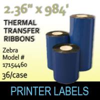 Zebra 2.36" x 984' Thermal Transfer Wax Ribbons