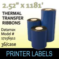 Datamax 2.52 x 1181' Thermal Transfer Wax Ribbons