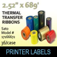 Sato 2.52" x 689' Thermal Transfer Wax Ribbons