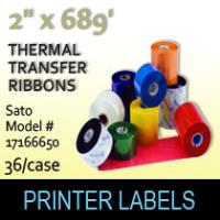 Sato 2" x 689'Thermal Transfer Wax Ribbons