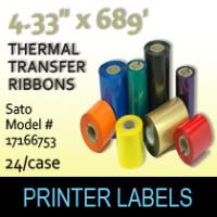 Sato 4.33" x 689' Thermal Transfer Wax Ribbons