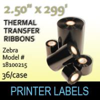 Zebra 2.50" x 299' Thermal Transfer Wax Ribbons