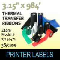 Zebra 3.15" x 984' Thermal Transfer Wax Ribbons