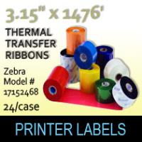 Zebra 3.15" x 1476' Thermal Transfer Wax Ribbons