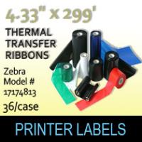 Zebra 4.33" x 299' Thermal Transfer Wax Ribbons