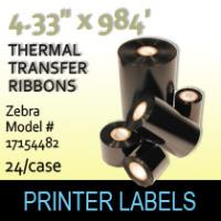 Zebra 4.33" x 984' Thermal Transfer Wax Ribbons