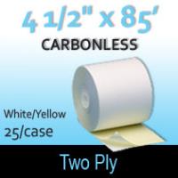 2-Ply White/Yellow Roll - 4 1/2" x 85'