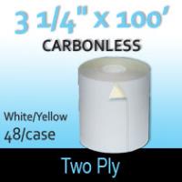 2-Ply White/Yellow Roll - 3 1/4" x 90'