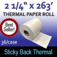 2 1/4"  x 263' Sticky Back Thermal Paper Rolls