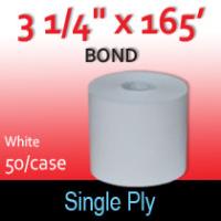 Single Ply White Bond Roll - 3 1/4" x 165'
