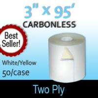 2-Ply White/Yellow Roll - 3" x 95'