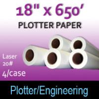 Plotter Paper- Laser -18" x 650' 20# (4 Rolls)