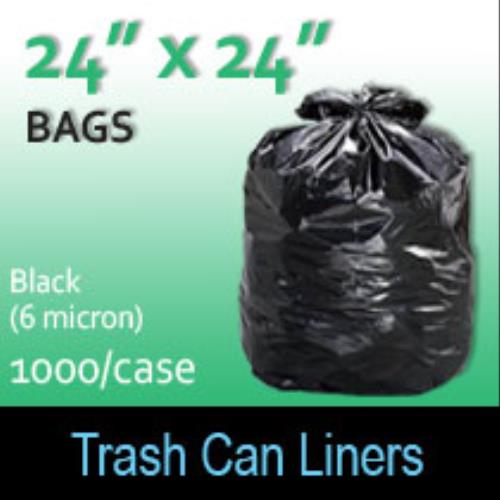 Trash Bags-Black 24 x 24 (6 micron) 1000 Per Case