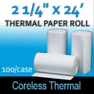 Coreless Thermal Roll -2 ¼” thermal x 24