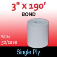 Single Ply White Bond Roll - 3" x 190'