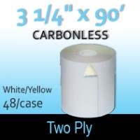 2-Ply White/Yellow Roll - 3 1/4" x 90'